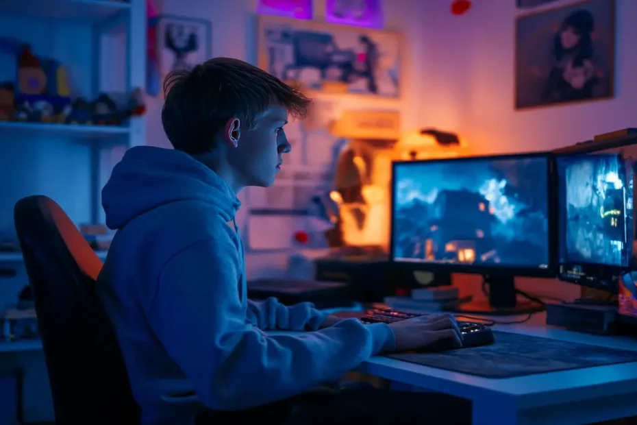 A guy focuses on his game screen practising Gamer Challenger